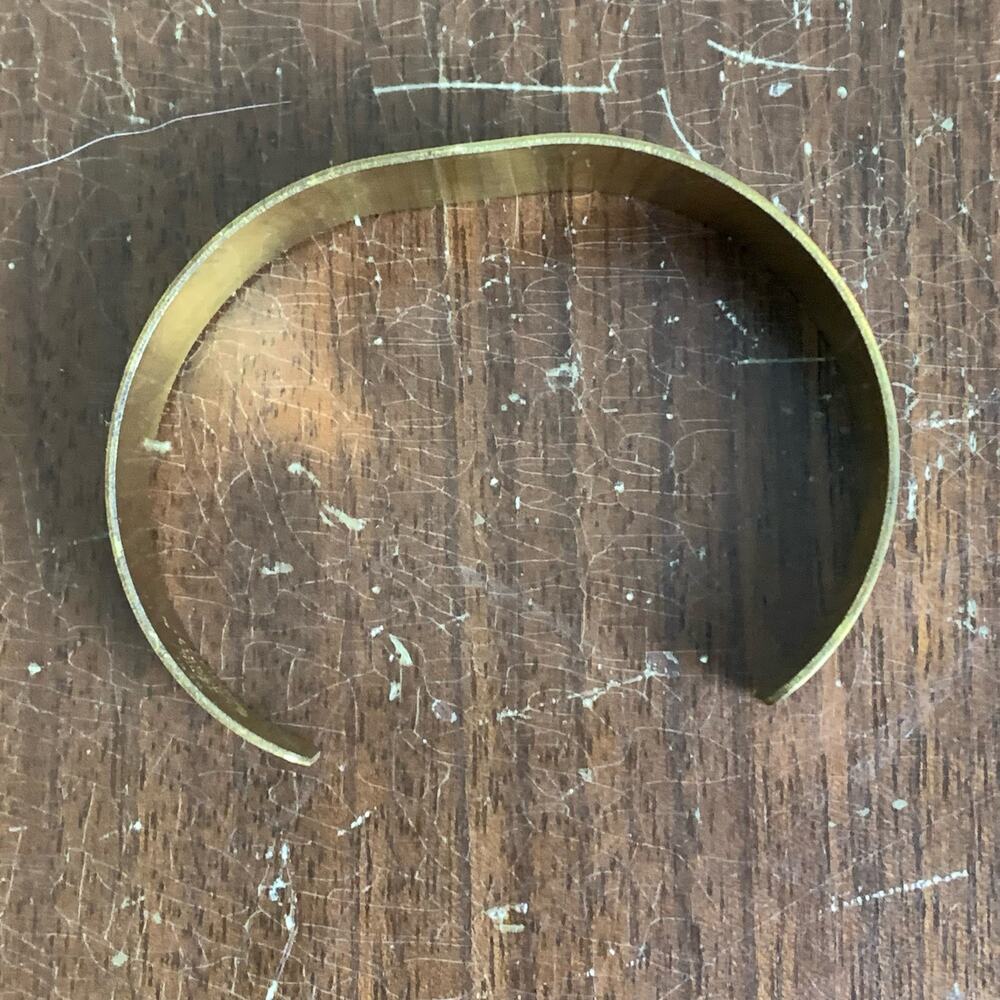 Vintage Signed Lillian Vernon 1976 Sterling Silver Inlay‎ Brass Cuff Bracelet - Picture 4 of 5